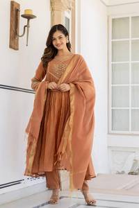 Premium Mal Chanderi Fancy Kurti Bottom avec Dupatta Collection Indien Pakistanais Vêtements Prix de gros pour tenue de soirée décontractée - Product Image 3