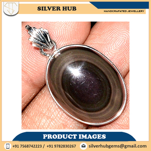 Pendentif œil d'obsidienne en argent Sterling 925 fait à la main à vendre au meilleur prix - Product Image 6