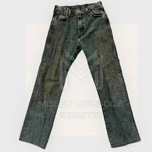 Pantalones casuales de algodón lavado ácido de talla grande para hombre de nueva moda patrón recto ligero cintura media con cierre de mosca de botón en oferta - Product Image 1
