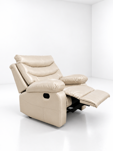 Sillón Reclinable de Cuero Crema, Sofá RC, Sillón Tapizado, Asiento de Respaldo Alto para Sala de Estar, Hotel, Apartamento - Product Image 5