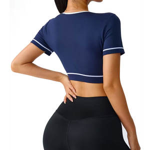 Nueva moda de manga corta Crop Top mujeres Dance Crop Top algodón mujeres moda Casual manga corta Crop Top - Product Image 6