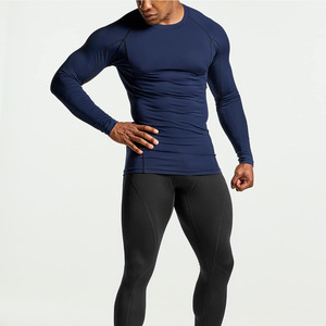 Moda culturismo Crew Fitness Gym camisas fabricante de ropa Ringer deporte manga larga compresión gimnasio camisa para hombres - Product Image 5