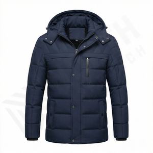 Veste parka d'hiver pour homme, veste matelassée en polaire, col montant, détails de motif, coque en polyester, manteau chaud et épais, vêtements thermiques - Product Image 1