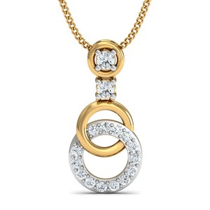 Fashion Designer's 18K Gold Sterling <b>Silver</b> Plated Pendant Necklace Hollow Two Circle Diamond Zircon Peace Pattern Brass Jewelry - Product Image 1
