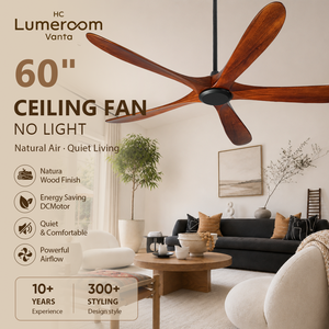 USA In Stock Large 60 Inch <b>Ceiling</b> <b>Fan</b> without Light Solid Wood Blades 5 Blade Design Reversible DC Motor <b>Remote</b> - Product Image 1