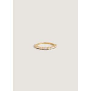 Anillo de Compromiso de Oro Sólido de 14k con Diamantes Cultivados en Laboratorio, Corte Baguette, Media Eternidad, para Mujer, Marca Pia - Product Image 1