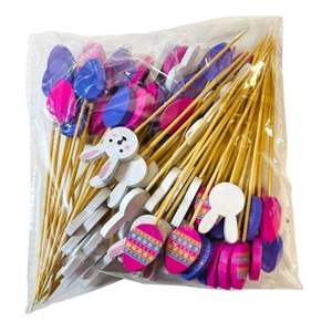 100 Unid. Palillos De Cóctel De 5 Pulgadas Palitos Hechos Mano De Bambú Huevos De Conejo De Pascua Para Decoraciones De Fiesta - Product Image 1