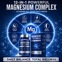 Capsules de complexe de magnésium 12 en 1, 12 formes actives de magnésium, absorption élevée, soutien pour le sommeil, les muscles et les nerfs, étiquette privée OEM