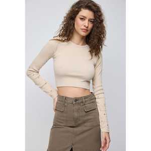 เสื้อยืดแขนยาวผู้หญิง ผ้าฝ้าย 100% แต่งมุกและคริสตัล ระบายอากาศได้ดี ไซส์ XS-XL ทรงปกติ ใส่สบายสำหรับฤดูร้อน - Product Image 2