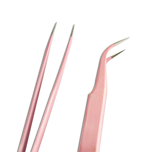 Juego de Pinzas para Extensión de Pestañas de Acero Inoxidable, Puntas de Fibra para Volumen, Puntas de Precisión Curvas y Anguladas, Antiestáticas, Profesionales, de Color - Product Image 4