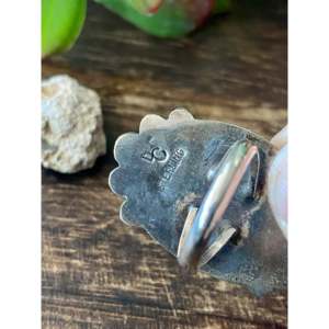 Anillo Boho de Algodón Damian con Turquesa de Montaña y Engaste de <span class=keywords><strong>Plata</strong></span> Esterlina, Piedra Lisa Tallada, para Uso Diario, Talla 7.75 - Product Image 5