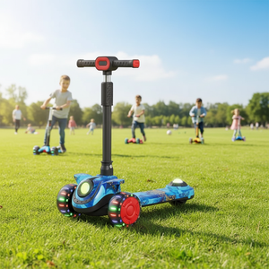 Trottinettes pour enfants avec siège, pour 2-8 ans, tricycle lumineux pliable avec musique et fonction glissière - Product Image 4