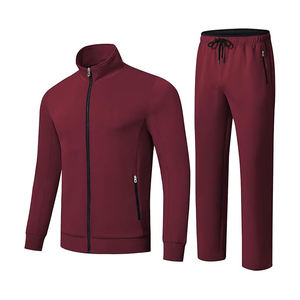 Ensemble de survêtement pour homme en polyester, fermeture éclair, col montant, respirant, léger, pour la salle de sport, le jogging, le sport, décontracté - Product Image 1