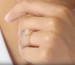 10k Yellow Rose White Gold Plated Wedding & Engagement Ring <b>Cushion</b> Cut Lab Grown Diamond IGI Certified for Party - Product Image 2