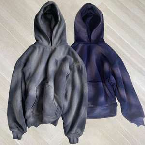 Sweat-shirt à capuche pour homme personnalisé, sans cordon, poche, poids lourd, coton délavé à l'acide, vêtements en coton mélangé - Product Image 4