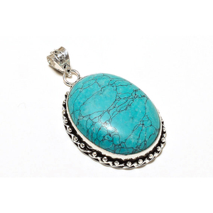Colgante fino de Plata de Ley 925 hecho a mano, arte Vintage fabuloso, turquesa Natural de Arizona, forma ovalada, joyería de piedras preciosas bohemias - Product Image 2