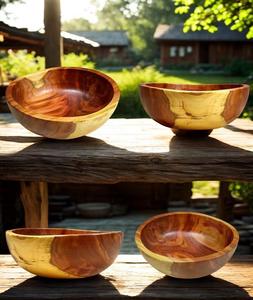 Bol d'ustensiles de cuisine en bois Produits à forte demande Vente en gros Bols de cuisine en acacia en bois respectueux de l'environnement Vaisselle Bol à lattes en bois - Product Image 5