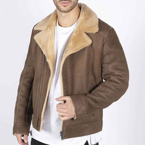 Vente en gros de blouson d'aviateur de haute qualité en laine véritable blouson d'aviateur d'hiver en peau de mouton en cuir véritable pour hommes - Product Image 5