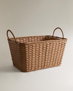 Artex <b>Green</b> Earth Eco-Friendly Woven Natural Rattan Circle Laundry <b>Basket</b> with Two Side Handles Modern Design - Product Image 6