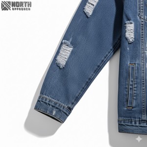 Chaqueta de mezclilla Vintage para hombre personalizada sólida informal de algodón de lona cuello vuelto botones cubiertos logotipo frontal transpirable nuevo estilo - Product Image 4