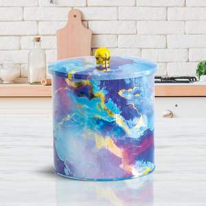 ลูกบิด2.1L มือจับหินอ่อนสีชมพูและสีทอง Ø140x150mm โลหะทรงกลมสำหรับเก็บและภาชนะบรรจุอาหารมีสไตล์ - Product Image 2