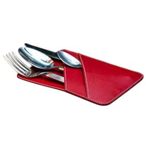 Étui à couverts portable en cuir véritable fait main, luxueux, durable, imperméable et antichoc pour pique-nique, camping, voyage – Vente en gros LCH-0051 - Product Image 1