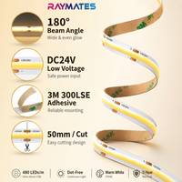 RAYMATES UL ETL Profesional 480leds/m 6000K Strip LED Cob Tanpa Titik RA90 DC24V Flex COB LED Light Strip untuk Proyek Komersial