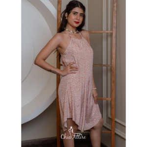 Patrón abstracto Vestido sin mangas Dorado Chic Vestido casual de mujer Melocotón Mini vestido Uso diario - Product Image 1