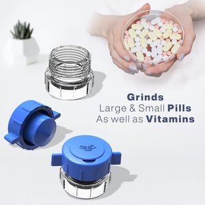 Hot Sale Custom Logo Promotion Round Blue Lid Pill Splitter Crusher Plastic Mini Crusher <b>Grinder</b> CE Certified OTICA Brand - Product Image 6