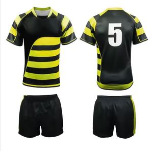 Ensemble chemise et short de rugby en polyester uniforme d'entraînement unisexe respirant avec logo personnalisé - Product Image 1