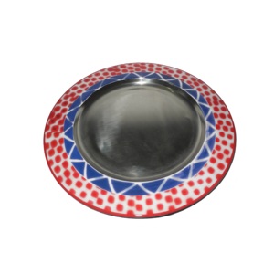 Assiettes de présentation en métal de forme ronde au design exclusif avec bordure colorée dans toutes les tailles, assiettes de vaisselle pour servir la fête de mariage - Product Image 2