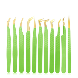 Pinzas de extensión de pestañas de acero inoxidable de alta calidad, pinzas de pestañas de volumen de prueba de mano de fibra de agarre perfecto antideslizante, múltiples - Product Image 1