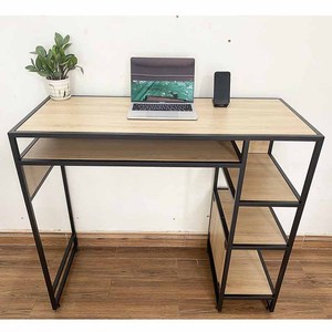 Wooden/Metal Standing <b>Desk</b> with Integrated <b>Shelves</b> for Home Office (STD68040) - Product Image 5