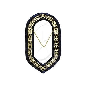 Colliers de chaîne maçonniques Regalia de qualité supérieure Collier de chaîne maçonnique en or avec carré + étui gratuit (en cadeau) - Product Image 1