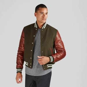 Vestes universitaires de baseball universitaire personnalisées pour hommes col montant de corps en laine d'hiver brodé/Logos Letterman en chenille sur commande - Product Image 3