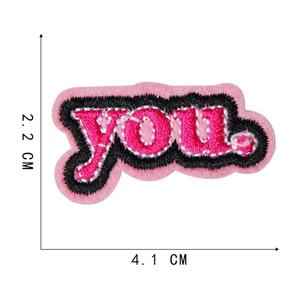 Patchs en tissu Chenille brodés 3D à la mode Cool Okay Love Cartoon Letters Phrases Iron-On PVC avec décoration en dentelle - Product Image 3