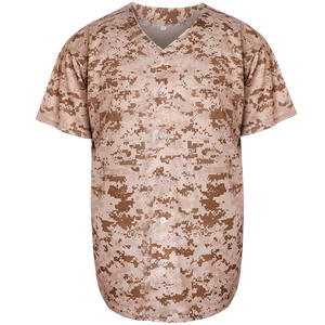 Camiseta de béisbol de gran tamaño, camisa de softball de malla con botones y ajuste de camuflaje personalizado, bordado de sarga, estilo juvenil, transpirable - Product Image 1