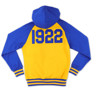 Sudadera con Capucha Bicolor Sigma Gamma Rho Azul y Dorado para Mujer, Sudadera con Capucha con Letras Griegas, Ropa de la Hermandad SGR, Corte Clásico - Product Image 3
