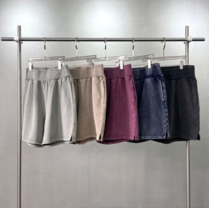 Custom Unisex Bulk Blank <b>Shorts</b> Acid Washed Raw Edge French Terry Cotton Vintage Acid Wash <b>Shorts</b> for <b>Men</b> - Product Image 4