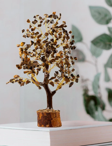 Pierre semi-précieuse naturelle oeil de tigre arbre de pierres précieuses 300 puces arbre de cristal Feng Shui Figurine pour la décoration de la maison - Product Image 2