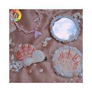 Espejo de tocador inspirado en el océano Concha Marina natural y piedra | Peine de sirena costero hecho a mano incluido | Accesorio perfecto de 99 Gold Data - Product Image 1