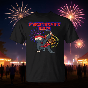 T-Shirt Unisex per Adulti con Stampa Grafica Ninja Pyro Pirotecnico Fuochi d'Artificio, Girocollo, Manica Corta, Abbigliamento Promozionale - Product Image 4