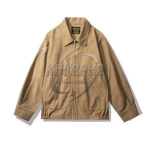 Veste en jean décontractée sur mesure de haute qualité pour hommes Streetwear avec fermeture à glissière à col à capuche et position du logo avant - Product Image 1