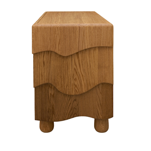 Table de chevet moderne en bois massif avec panneaux ondulés sculptés, armoire de rangement minimaliste pour chambre à coucher - Product Image 3