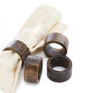 Anneaux de serviette modernes personnalisés en bois de manguier brun avec finition polie pour table à manger, décorations de maison et de mariage - Product Image 4