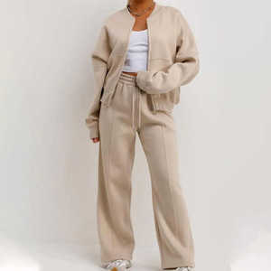 Wholesale Winter Women's Heavyweight 100% Cotton Plus Size Quick Dry Straight Leg Tracksuit Custom Logo Hoodie & <b>Sweatpants</b> <b>Set</b> - Product Image 1