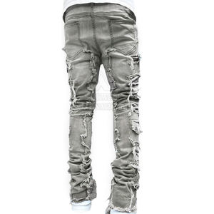 กางเกงยีนส์แบบซ้อนสำหรับผู้ชายสีทึบสไตล์ใหม่สำหรับกลางแจ้ง - Product Image 4