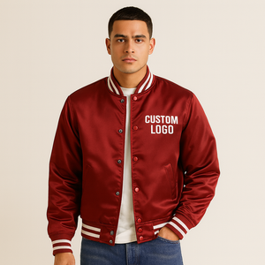 Blouson Bomber en Satin Personnalisé pour Hommes Style Universitaire Premium avec Logo Brodé, Approvisionnement en Gros Direct Usine OEM/ODM - Product Image 2