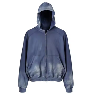 Sweat-shirts à capuche unisexes personnalisés avec fermeture éclair, 100 % coton molletonné/éponge française, respirants, séchage rapide, style vintage, protection solaire - Product Image 2