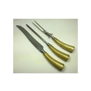 Couverts en acier inoxydable plaqué argent avec manche incurvé en corne audacieuse Couverts italiens de Guangzhou Ensemble de couteaux et fourchettes modernes et épais - Product Image 1